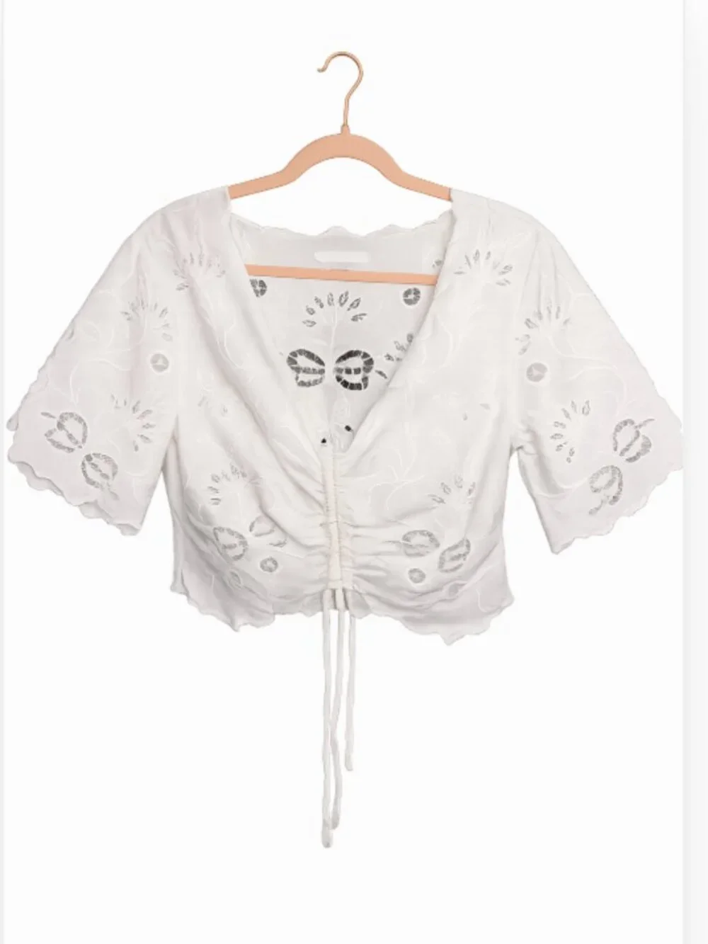 MOTHER The Social Butterfly Eyelet Crop Top- S- Bright White MSRP MSRP $218 - Picture 5 of 13